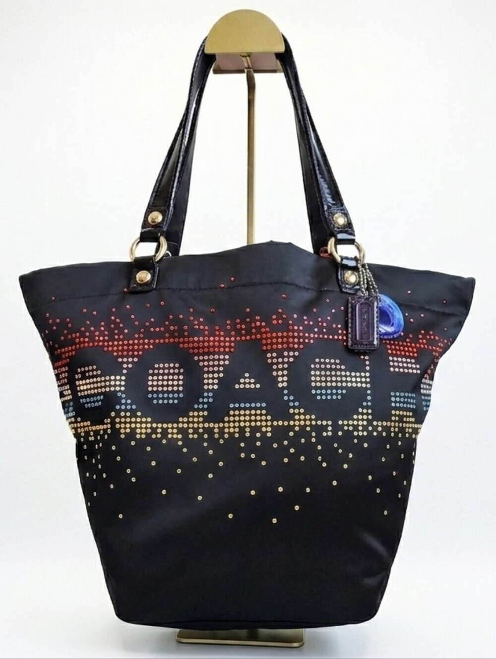 COACH Poppy Holiday Limited Edition Rhinestone Glam Tote Bag F17144 Black EUC